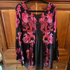 Free People Sheer Black and Pink Tunic